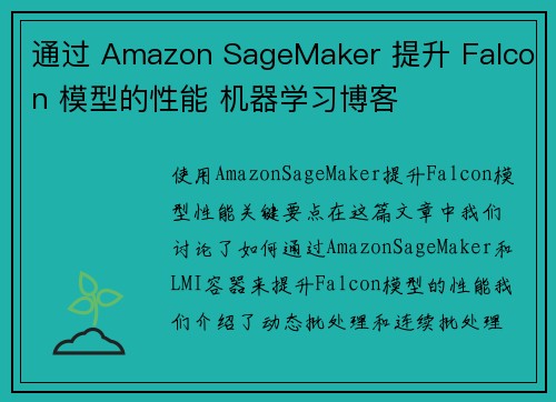 通过 Amazon SageMaker 提升 Falcon 模型的性能 机器学习博客